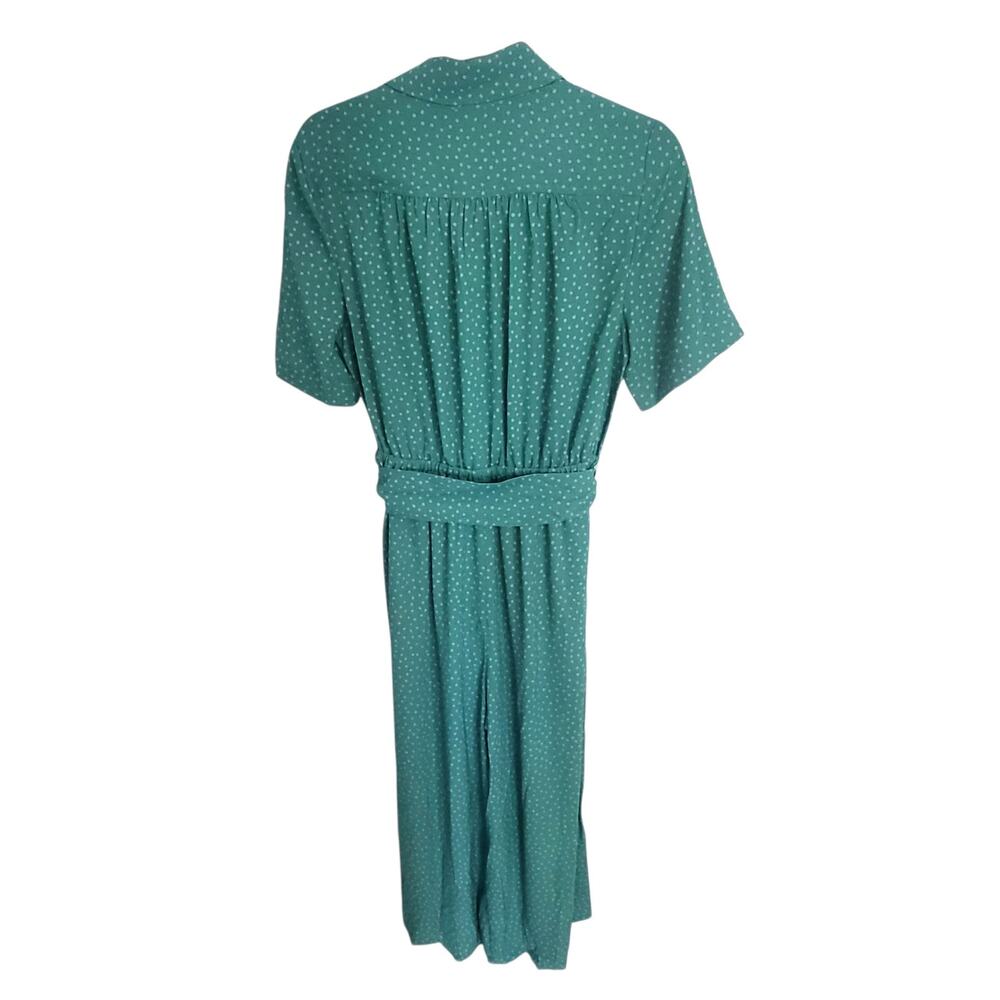 Kate Spade Poolside Dot Jumpsuit Emerald Green Pink Wide Leg Crop Belt Small 4 - Picture 4 of 11
